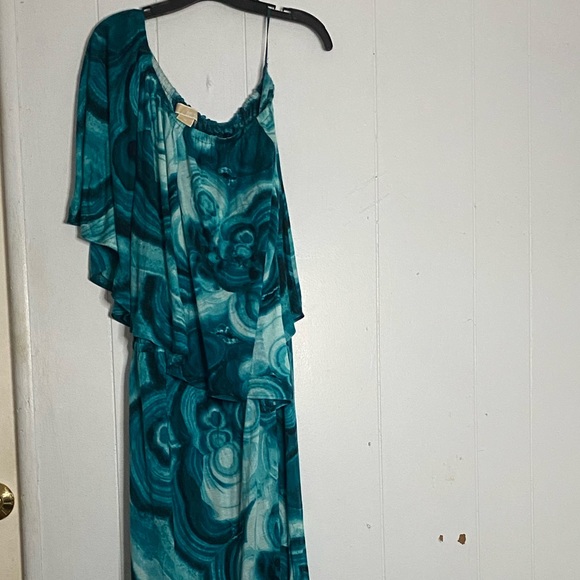 MICHAEL Michael Kors Dresses & Skirts - Michael Kors One Shoulder Maxi Dress Aquas Blues 1X
